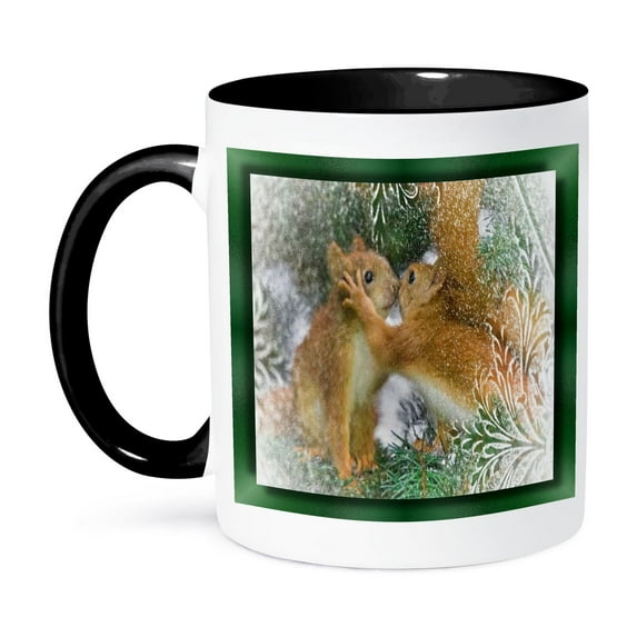 3dRose, Kissing Squirrels, 11oz Two-Tone Black Mug