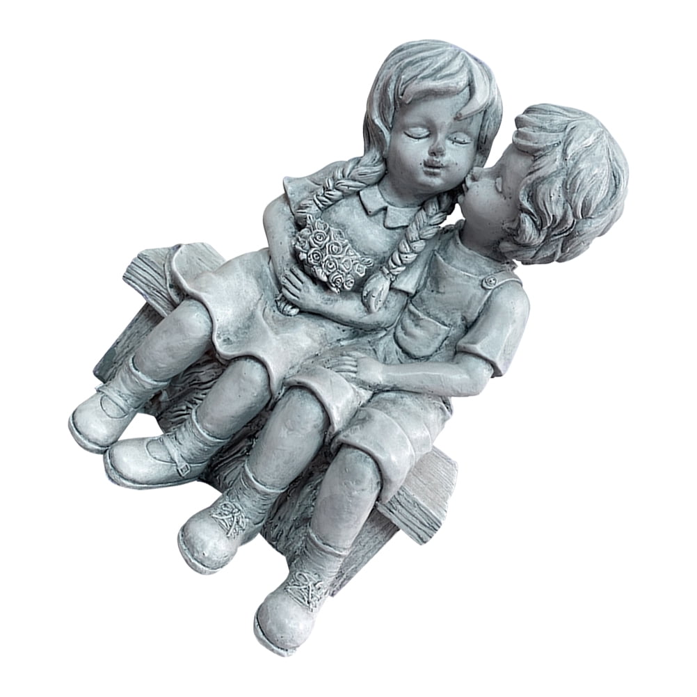 Kissing Statue Resin Girl Garden Sculpture Boy Statues Couple Yard Figurine Figure Outdoor
