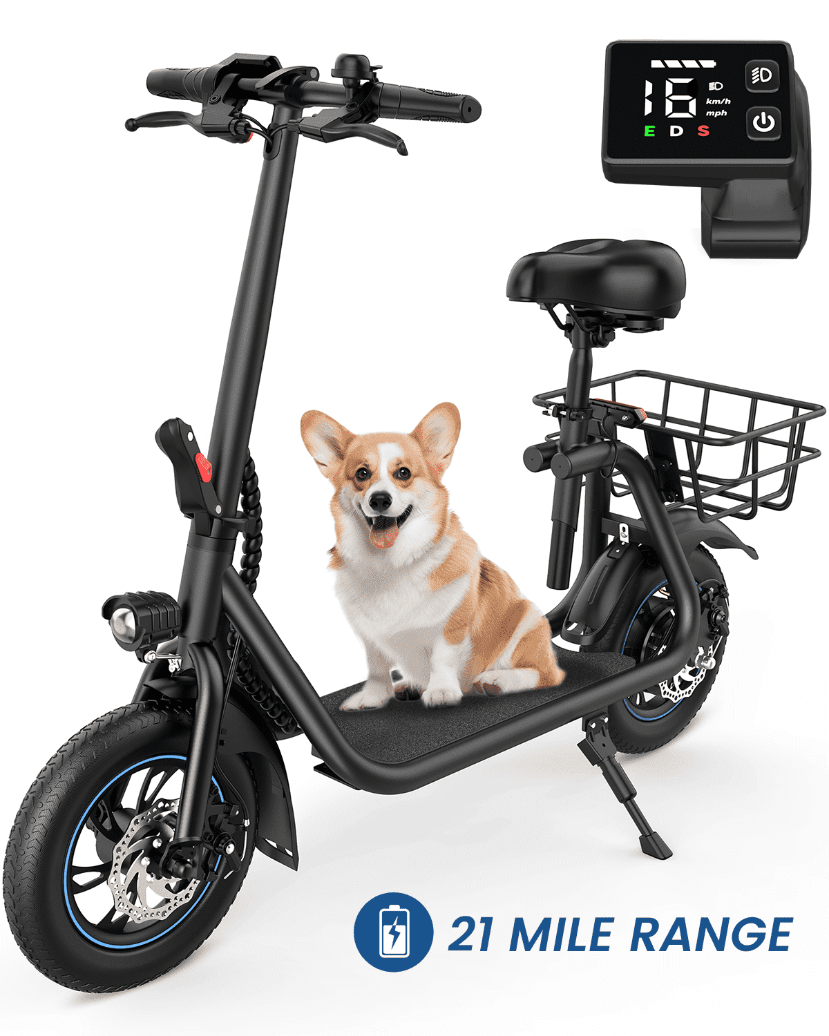 MIHOVER 21 Miles Range Foldable 450W Electric Scooter with