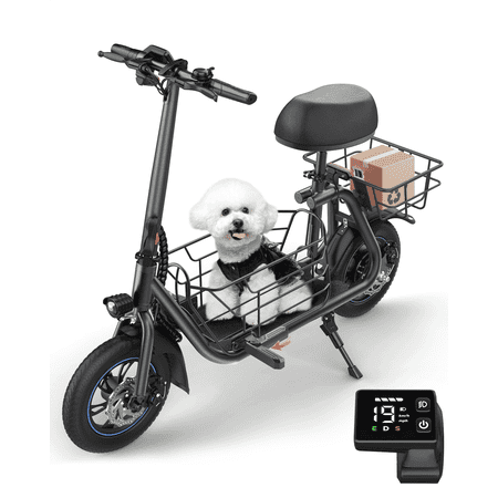 Kistp 550W Electric Scooter with Seat for Adult, 12 inch Commuter Electric Scooter for Pets with Front