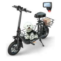 MIHOVER 550W Electric Scooter with Seat for Adult, 12 inch Commuter Electric Scooter for Pets with Front & Back Basket for Pets, Bigger Seat - up to 20 Miles 18.6MPH