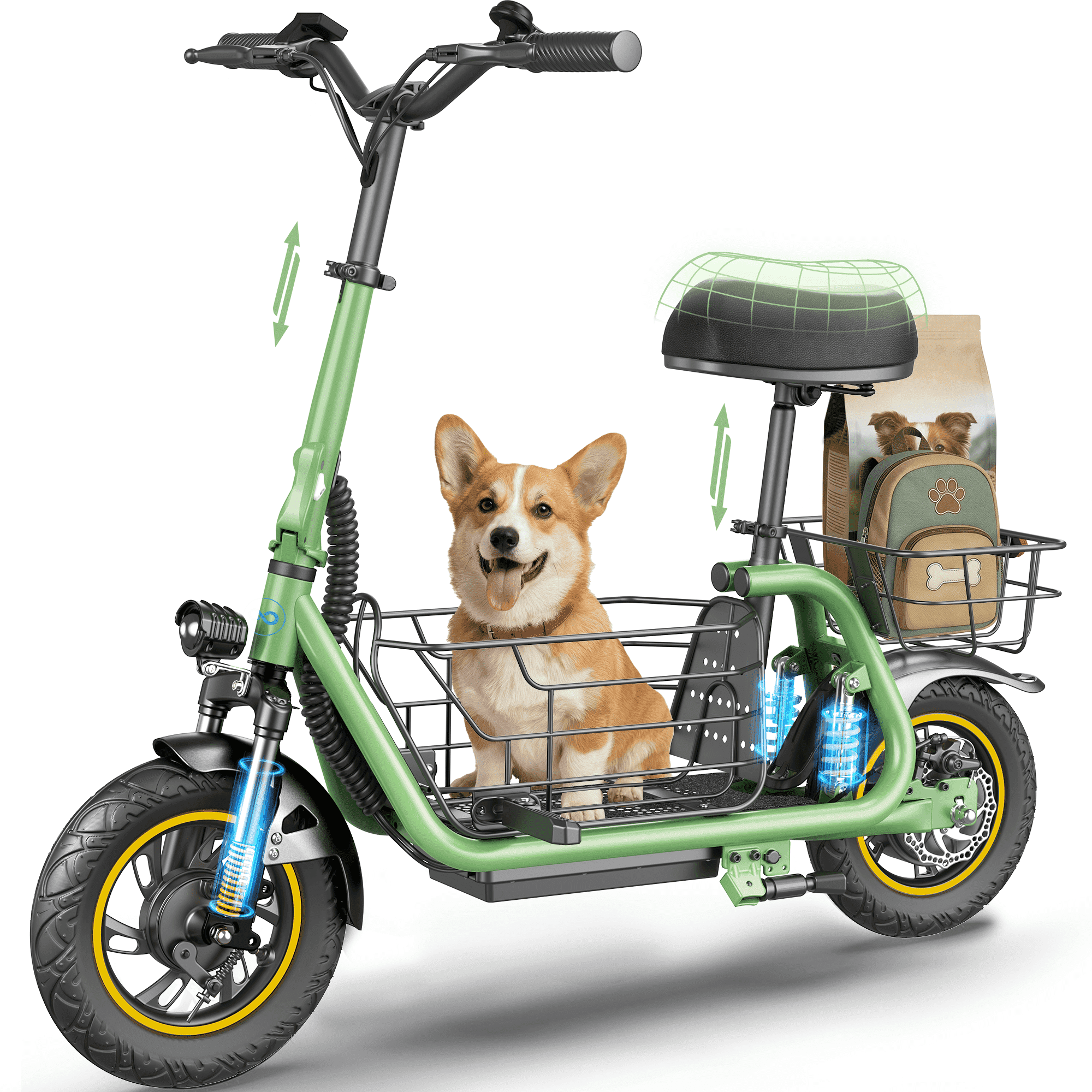 MIHOVER 550W Electric Scooter with Seat for Adult, 12 inch