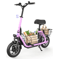 thumbnail image 1 of MIHOVER 550W Electric Scooter with Seat for Adult, 12 inch Commuter Electric Scooter with Dual Shock Absorbers and Double Baskets-Up to 25 Miles 18.6MPH-Pink, 1 of 9