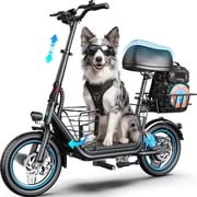 MIHOVER Electric Scooter with Seat for Adults & Medium Dogs, 650W Pet Scooter, 14" Tires, 30 Mile Range, 300 LBS, UL2272 Certified for Walks, Park Trips & Daily Rides