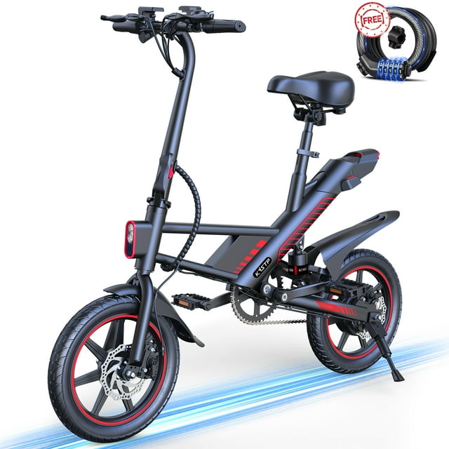 Kistp Updated 14" Ebike 450W Electric Bike for Adults, 18.6MPH 3 Riding Modes Mini Electric Bike with 36V 10AH Battery UL2849（Free Lock）