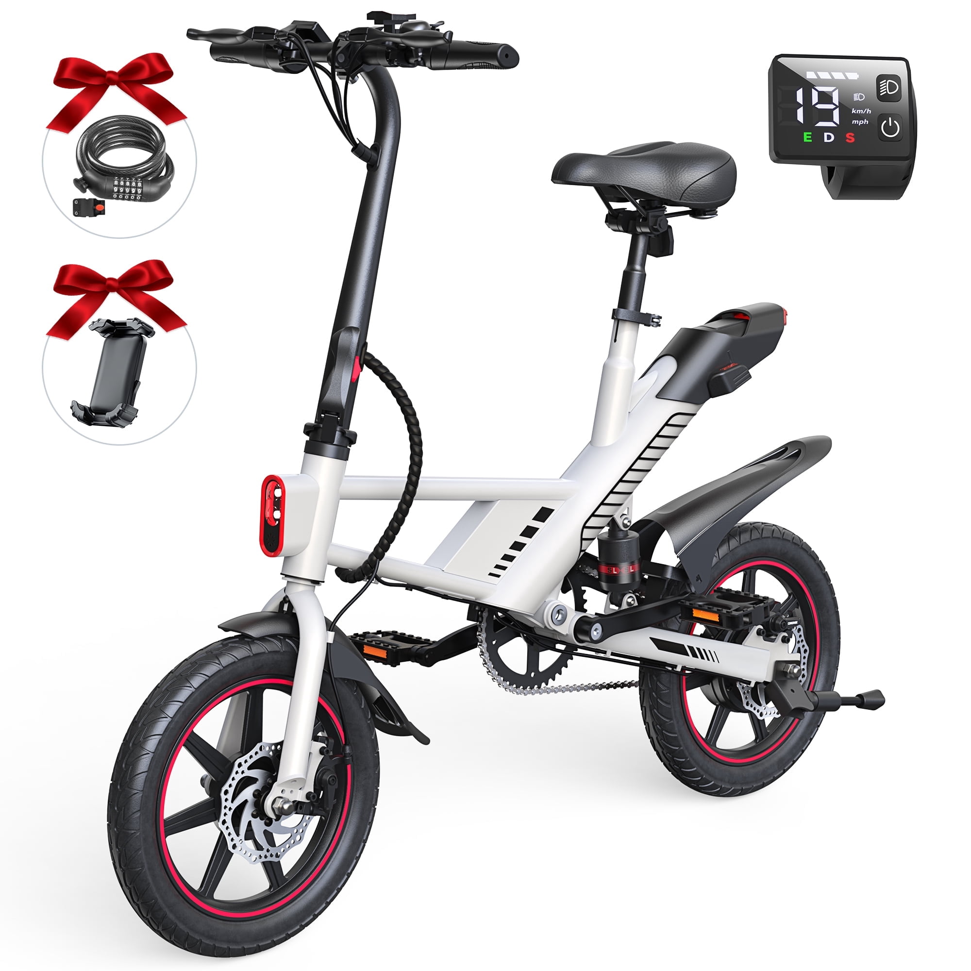 MIHOVER Folding Electric Bike for Adults Teens 14 inch 450W 18.6