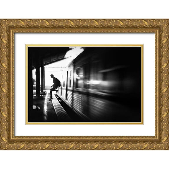 Kisworo, Sebastian 14x11 Gold Ornate Wood Framed with Double Matting Museum Art Print Titled - -The Station: Rush Arrival