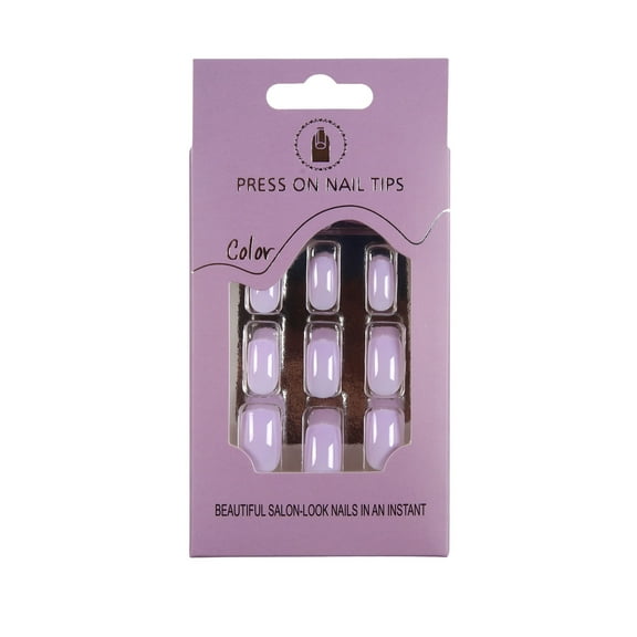 Kit 24 Pcs No Glue OnNails Medium Short Squoval Shape Multicolor Peel & Stick Easy Apply Removal