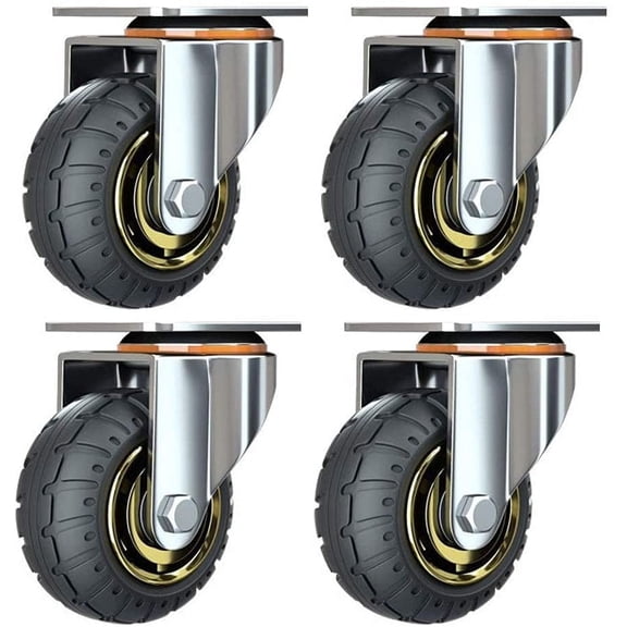 Kit Of 4 3-Inch Universal Wheels Without Brakes Silent Trolley Wheels Universal Wheels Swivel Casters 75Mm Industrial Plate Wheels Transport Casters For Furniture