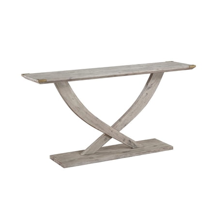 Kit 57 Inch Acacia Wood Console Table Cross Legs Gray