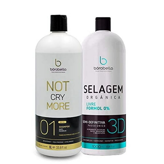Kit Borabella Organic 3D Sealing + Anti Residue Shampoo Professional Treatment 2x1L/2x33.8 fl.oz