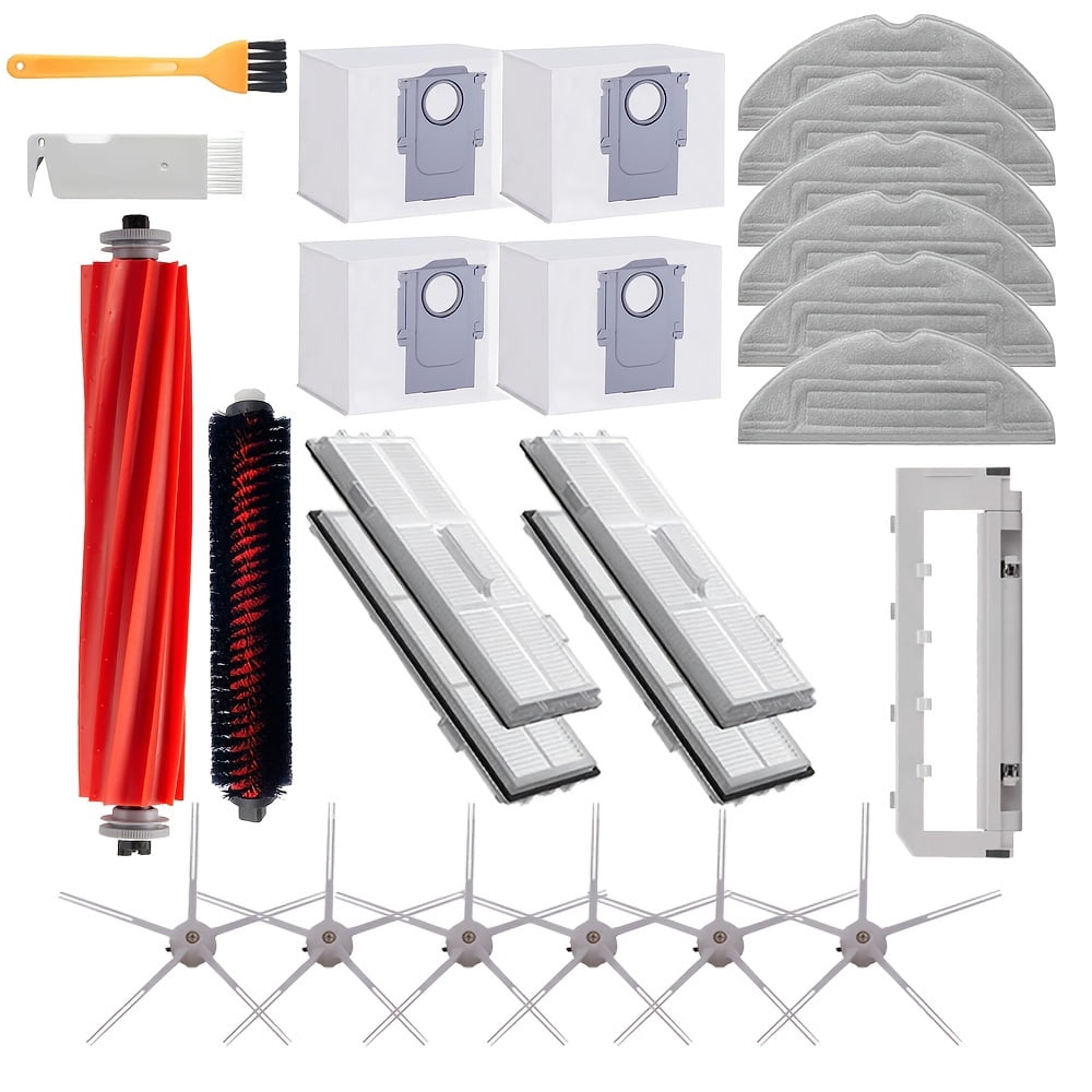 Kit Accessoires Roborock S7/S7 MaxV/Ultra - 6 Filtres, 6 Brosses Latérales, 4 Chiffons Vadrouille