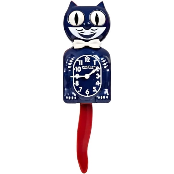 Kit-Cat Clock Limited Edition Red, White & Galaxy Blue - Retro Cat Wall Clock with Moving Eyes and Tail, Battery Operated