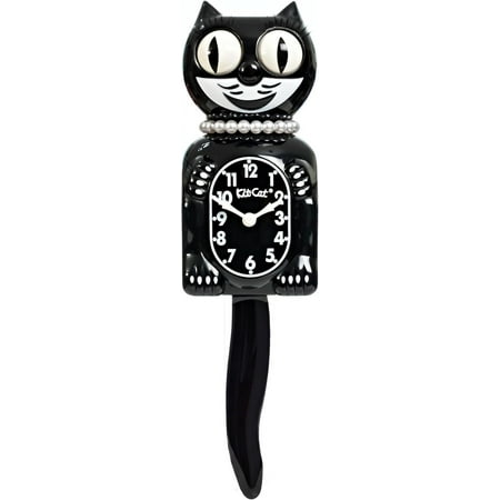 Kit-Cat Clock Limited Edition Classic Black Lady - Cat Clock with Moving Eyes and Tail, Battery Operated Wall Clock, Modern Clock