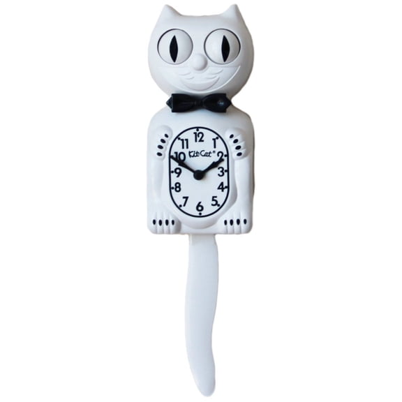 White Kit Cat Clock 15.5" Full Size Official Kit-Cat Klock with Moving Eyes and Tail Retro Style