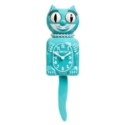 Kit Cat Klock Lady Turquoise Limited Edition Blue Retro Table Clock, 15.5 Inches Cat Clock with Moving Eyes and Tail, Battery Powered, Made in USA