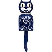 Kit-Cat Klock Limited Edition Galaxy Blue with Pearl Necklace & Eyelashes - Cat Clock, Moving Eyes and Tail, Battery Operated Wall Clock