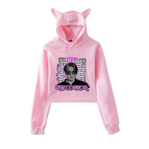Kit Connor Cat Ear Hoodie Women Long Sleeve Pullover Crop Tops