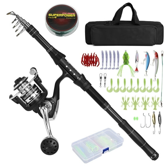 Kit Fishing Rod And Reel Combo Portable Fishing Rod With Fishing Line Lures Carry Bag