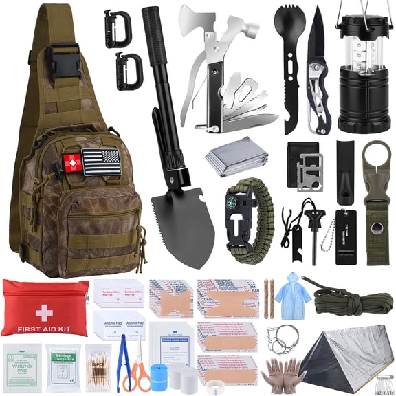 Kit  Gifts For Christmas Men Women 251pcs Emergency Gear And Supplies Equipment First Aid With Crossbody Bag Camping Earthquake Hiking Outdoor Adventure
