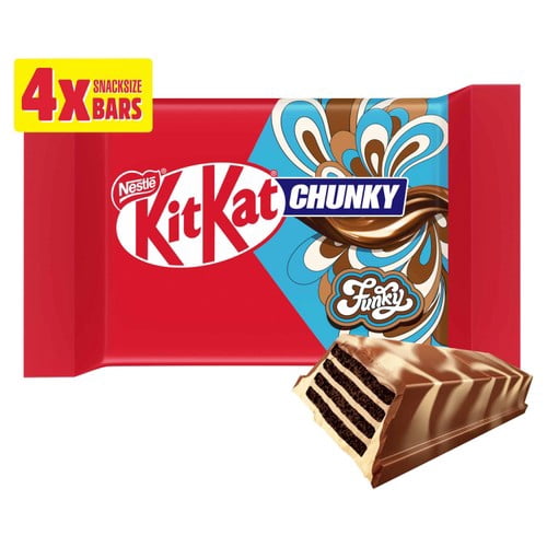 Kit Kat Chunky Funky Chocolate Bar 4 Pack Multipack 4 x 32g, British Import (Pack of 3)