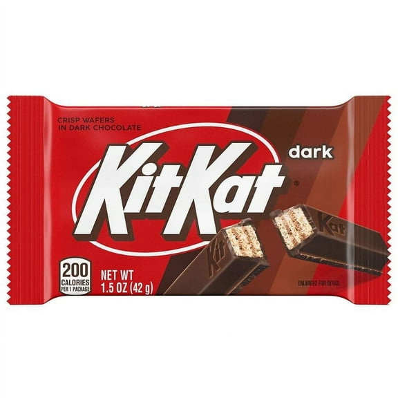 Kit Kat Dark Chocolate Wafer Candy, Individually Wrapped, Bar 1.5 oz