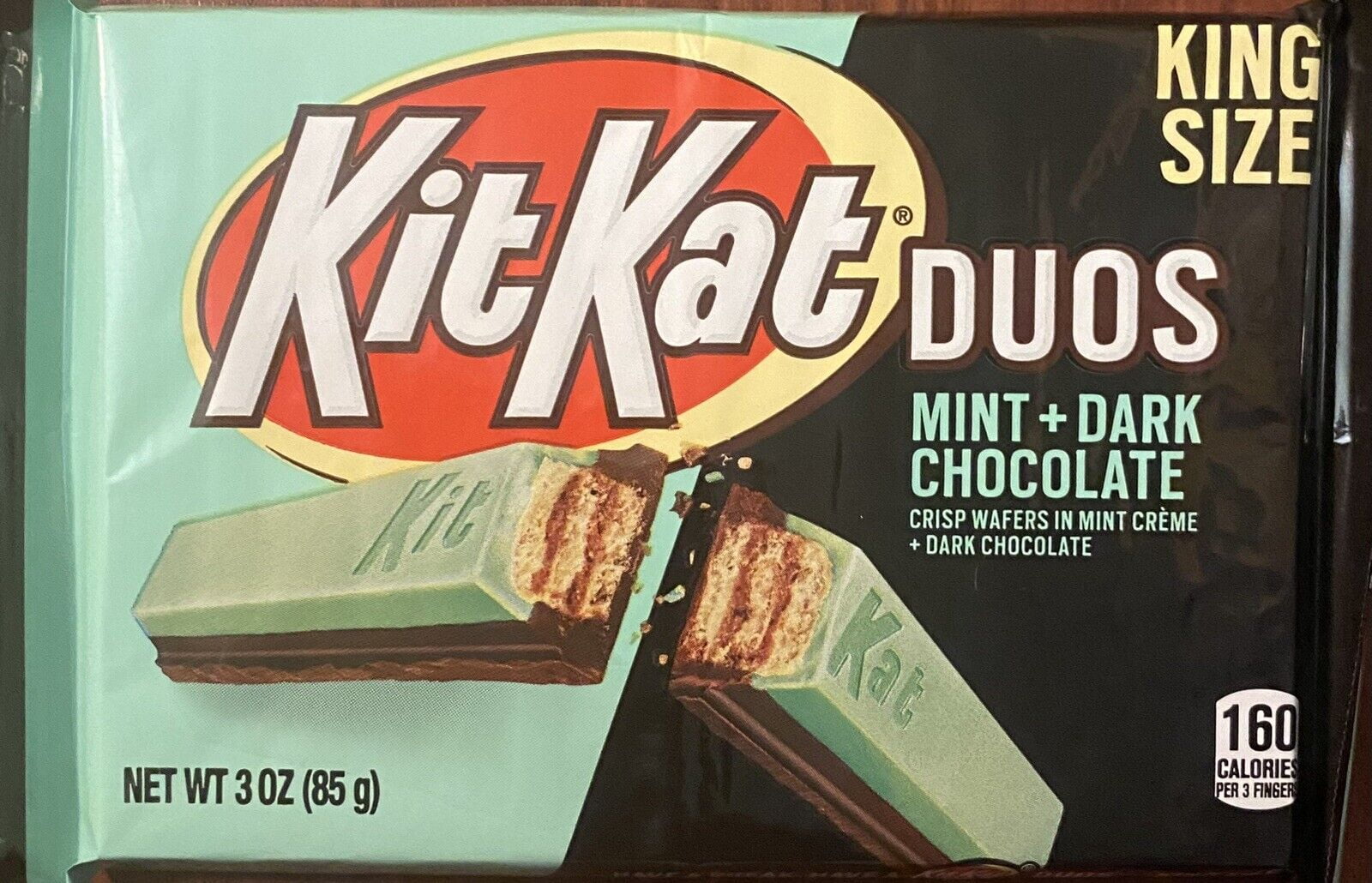 Kit Kat Duos MINT DARK CHOCOLATE Bar Crisp Wafers Mint Creme 3oz Candy