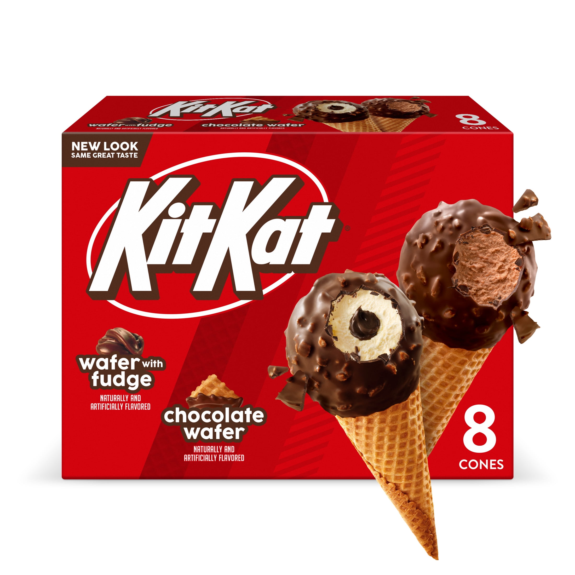 KITKAT Kit Kat Frozen Dairy Dessert Cones, Wafer with Fudge & Chocolate Wafer, 8 Count