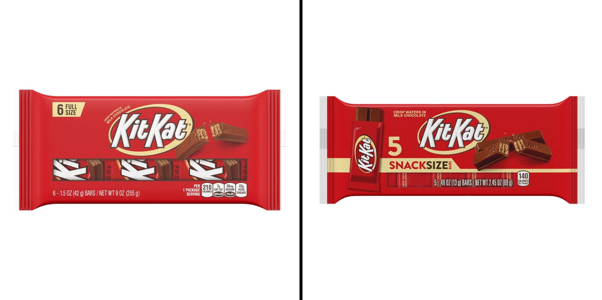 Kit Kat Milk Chocolate Full Size Candy Bars 6 pk 9 oz & Milk Chocolate ...