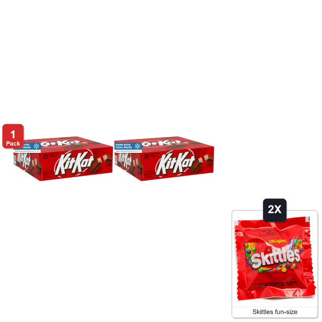 Kit Kat Milk Chocolate Wafer, Candy Bar, 1.5 oz, with 2 Skittles Fun ...