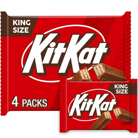 Kit Kat Milk Chocolate Wafer King Size Candy, Bars 3 oz, 4 Count