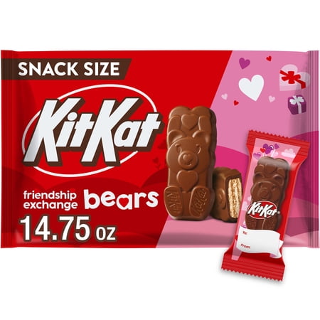KIT KAT® Milk Chocolate Wafer Snack Size Bears, Kids Valentine's Day Candy Classroom Bag, 14.75 oz (25 Pieces)