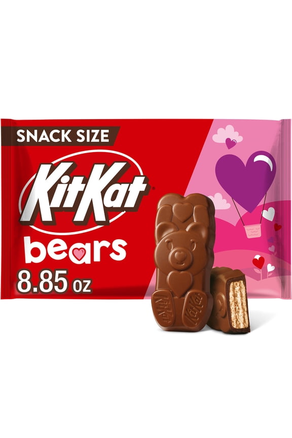 KIT KAT® Milk Chocolate Wafer Snack Size Bears, Valentine's Day Candy Bag, 8.85 oz
