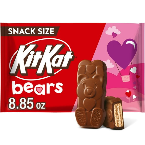 KIT KAT® Milk Chocolate Wafer Snack Size Bears, Valentine's Day Candy Bag, 8.85 oz