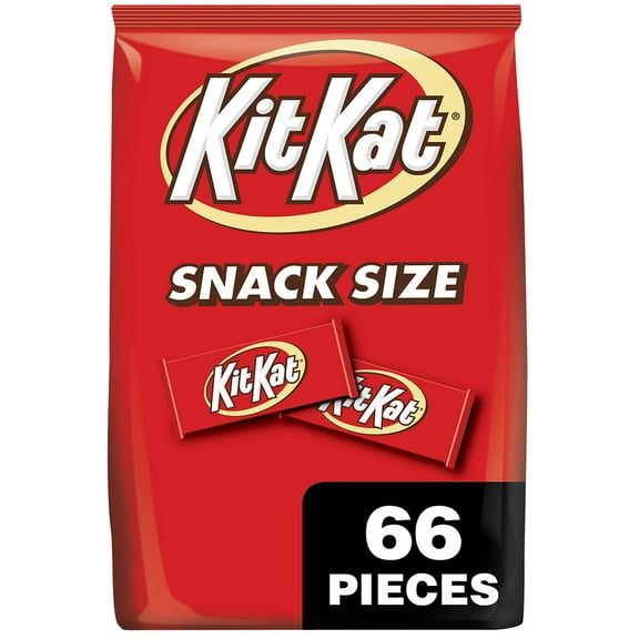 Kit Kat Milk Chocolate Wafer Snack Size, Candy Bag, 32.34 Oz (66 Pieces)