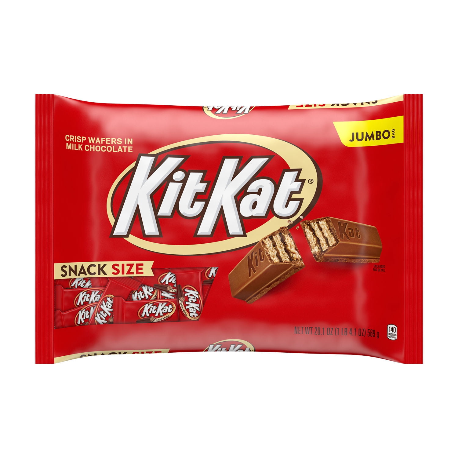 Kit Kat Milk Chocolate Wafer Snack Size Candy, Jumbo Bag 20.1 oz