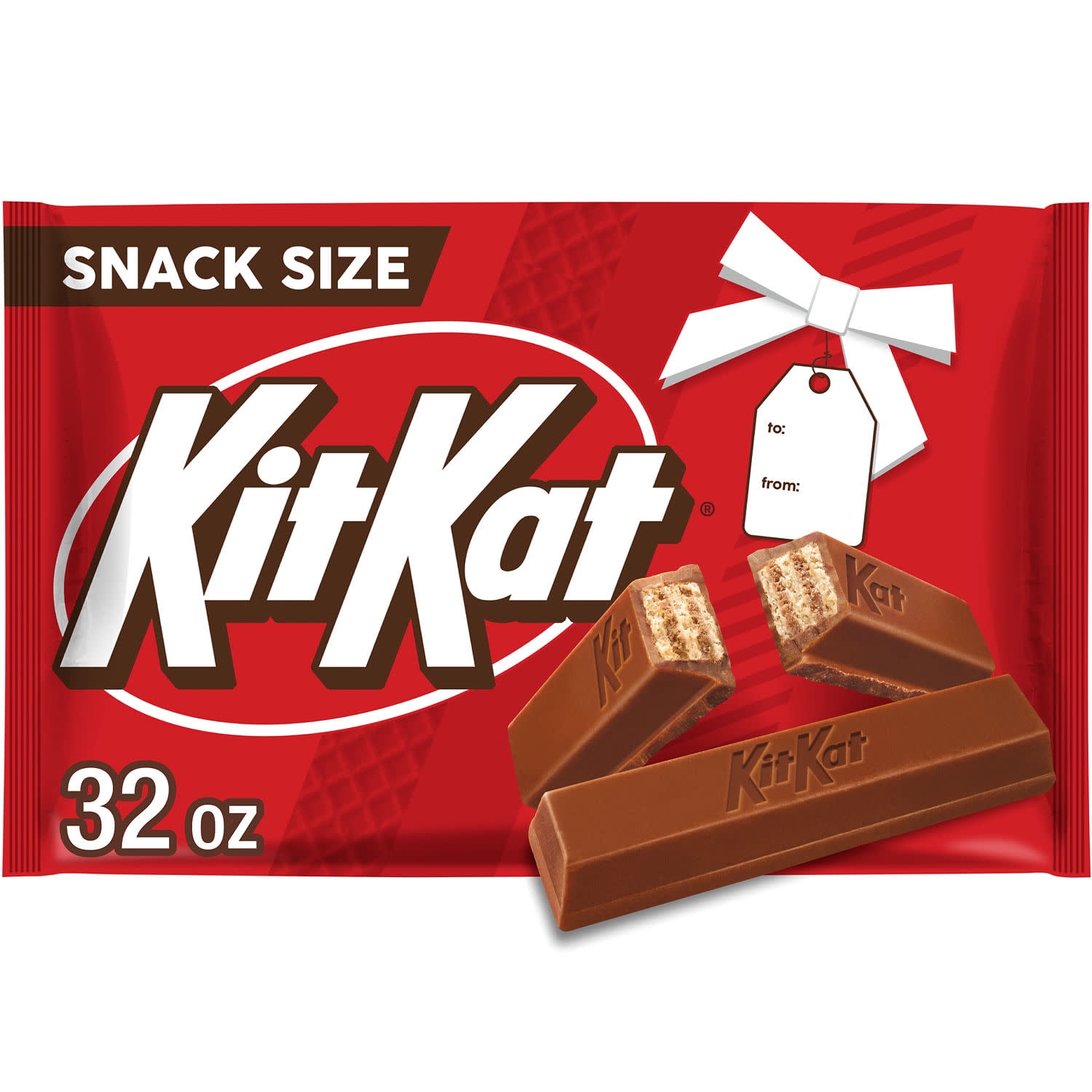 Kit Kat Milk Chocolate Wafer Snack Size Christmas Candy, Bag 32 oz