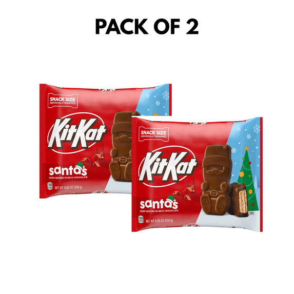 Kit Kat Milk Chocolate Wafer Snack Size Santas Christmas Candy, Bag 8.85 oz,2 PACK