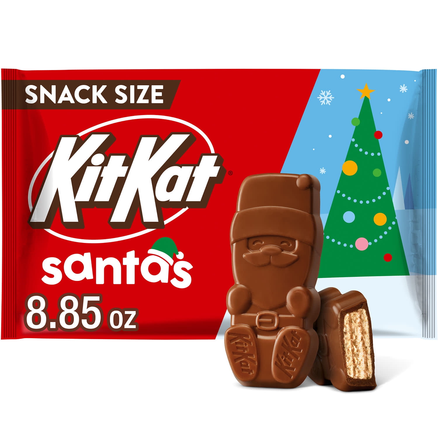 Kit Kat Milk Chocolate Wafer Snack Size Santas Christmas Candy, Bag 8.85 oz - Walmart.com