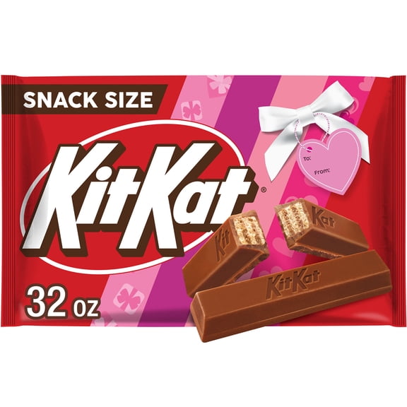 Kit Kat Milk Chocolate Wafer Snack Size Valentine's Candy, Bag 32 oz