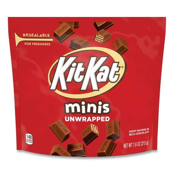 Kit Kat Minis Unwrapped Wafer Bars, 7.6 Oz Bag, Milk Chocolate, 3/Pack