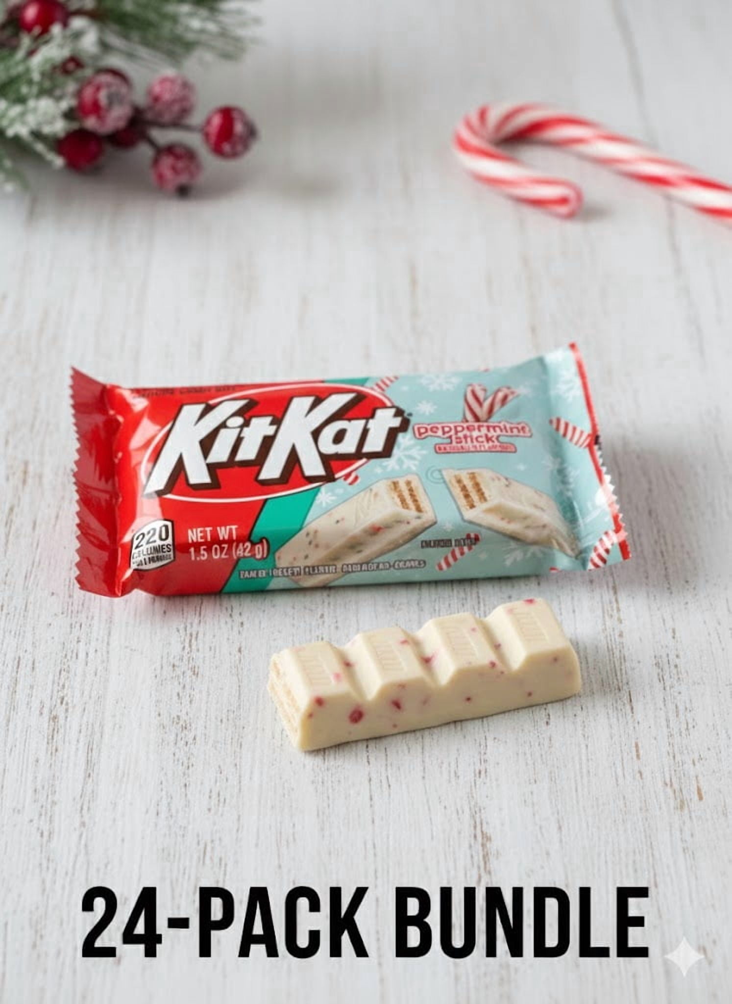 Kit Kat Peanuts Peppermint Stick Snack Size Candy Bars, 1.5 oz Bag, 24 Count