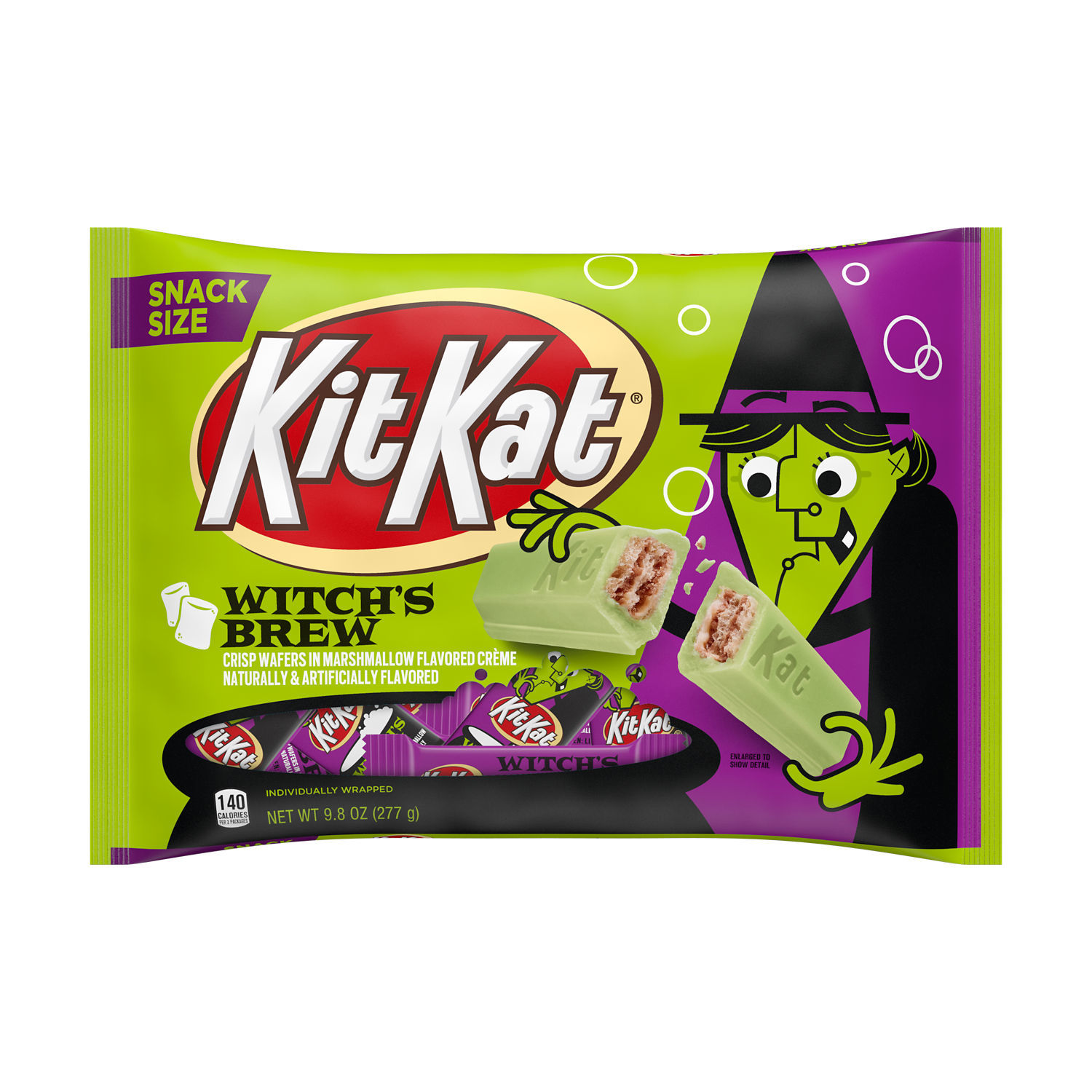 Kit Kat® Witch's Brew Marshmallow Creme Snack Size, Halloween Wafer Candy Bars Bag, 9.8 oz - image 1 of 7