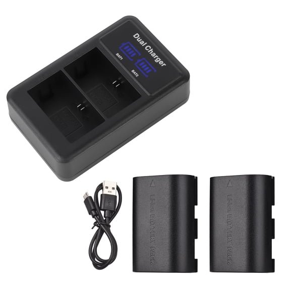 Kit LP E6 E6N Battery And Charger Kit 2pcs 7.4V 2650mAh Battery With 1pc LED2 LPE6 Dual Channel Camera Battery Charger USB Port LED Screen Display Replacement For 5D II/III/IV