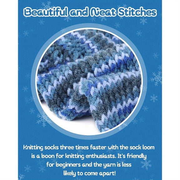 Kit for Making Socks, Stocking  Kit for Beginners DIY, Looms Set with Yarns, Step- by- Step Instructions, Pompom Maker for Beginners Adult, Handmade Sock Tool, Blue- Blend