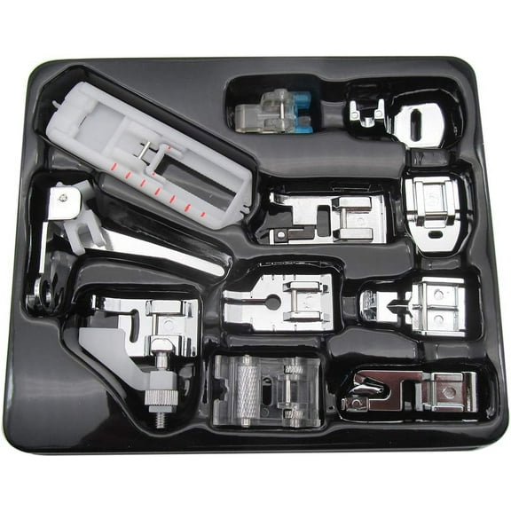Kit Of 11 Presser Feet For Singer, Brother, Janome, Elna, Kenmore And All Low Shank Machines.