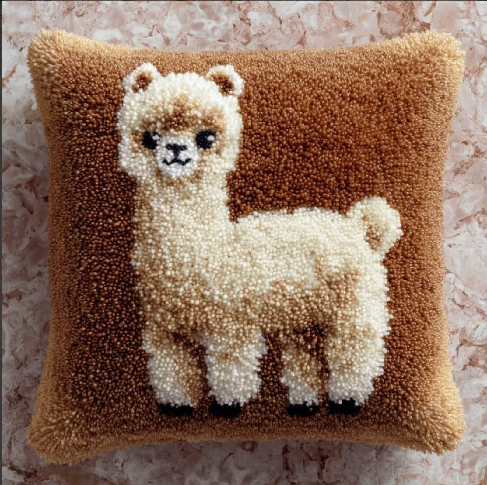 Kit Pre-Printed Hook Alpaca And Latch Rug Kits Latch Hook Cushion Kit For Adults Beginners 17X17 In.Cross-Stitch Embroidery Cushion Cover For Home Sofa