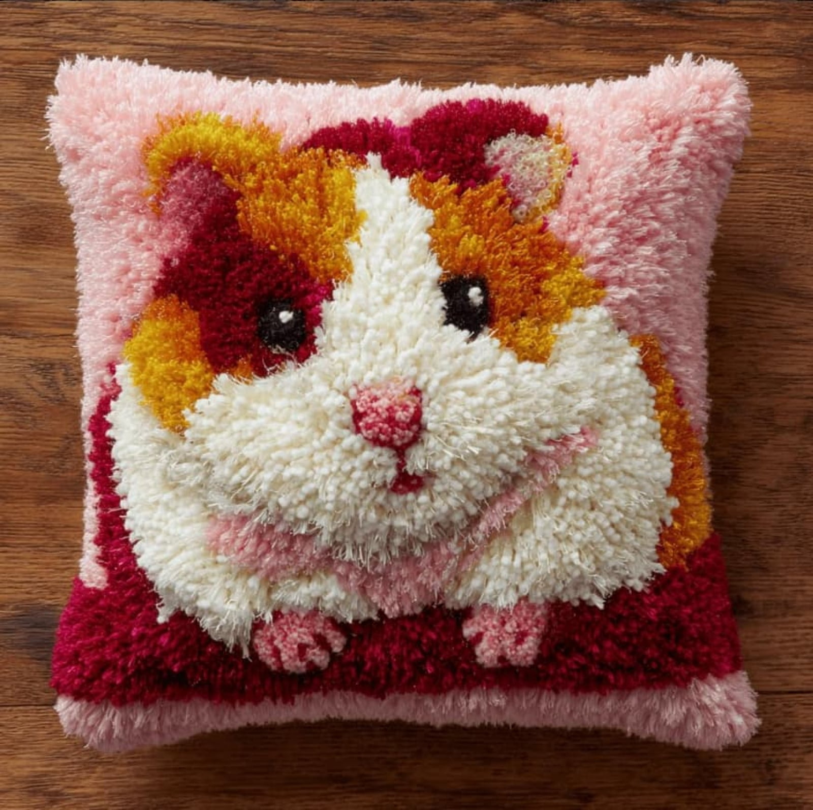 Kit Pre-Printed Hook Hamster And Latch Rug Kits Latch Hook Cushion Kit For Adults Beginners 17X17 In.Cross-Stitch Embroidery Cushion Cover For Home Sofa