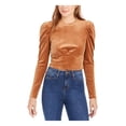 thumbnail image 1 of Kit + Sky Womens Brown Long Sleeve Jewel Neck Top Size: M, 1 of 4