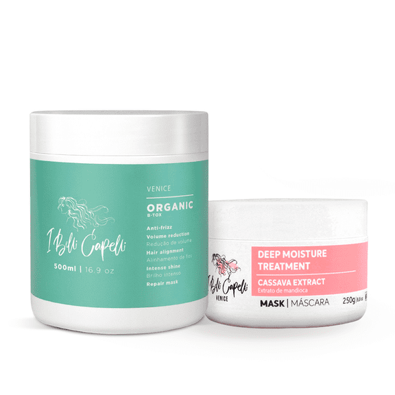 Kit Venice I Belli Capelli Organic B-Tox 500g/17.6 oz and Cassava Mask Mandioca 250g/8.8 oz